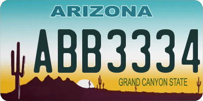 AZ license plate ABB3334