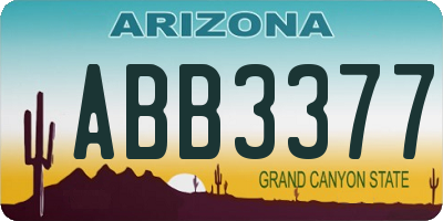 AZ license plate ABB3377