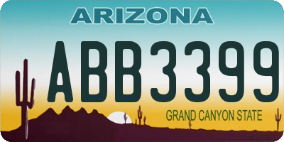 AZ license plate ABB3399
