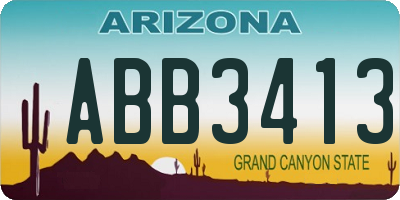AZ license plate ABB3413