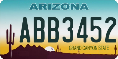AZ license plate ABB3452