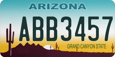 AZ license plate ABB3457
