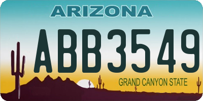 AZ license plate ABB3549