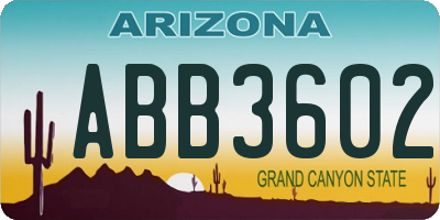AZ license plate ABB3602
