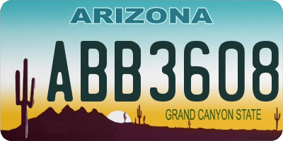 AZ license plate ABB3608