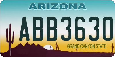 AZ license plate ABB3630