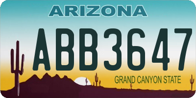 AZ license plate ABB3647