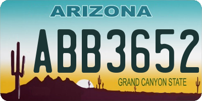 AZ license plate ABB3652
