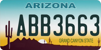 AZ license plate ABB3663