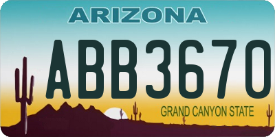 AZ license plate ABB3670