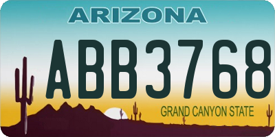 AZ license plate ABB3768