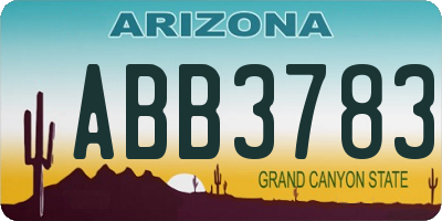 AZ license plate ABB3783