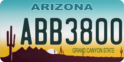 AZ license plate ABB3800