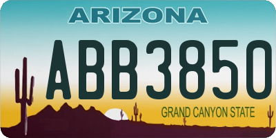 AZ license plate ABB3850