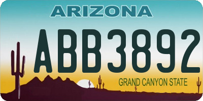 AZ license plate ABB3892