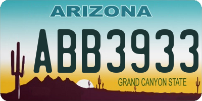 AZ license plate ABB3933