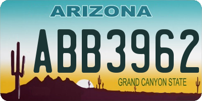 AZ license plate ABB3962