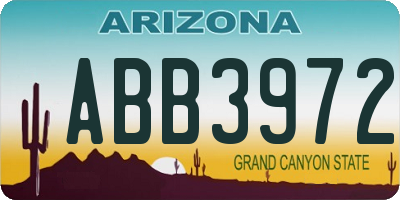 AZ license plate ABB3972