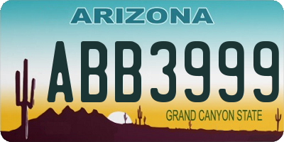 AZ license plate ABB3999