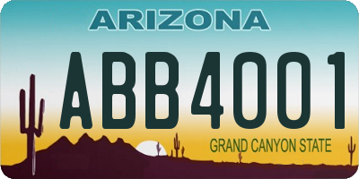 AZ license plate ABB4001