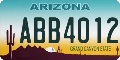 AZ license plate ABB4012