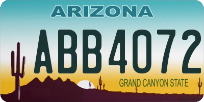 AZ license plate ABB4072