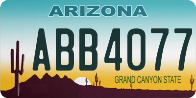 AZ license plate ABB4077
