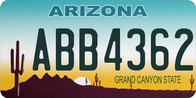 AZ license plate ABB4362