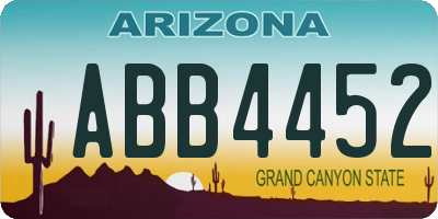 AZ license plate ABB4452