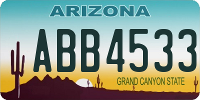 AZ license plate ABB4533