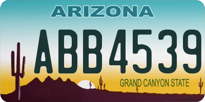 AZ license plate ABB4539
