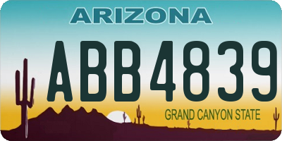 AZ license plate ABB4839
