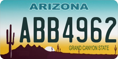 AZ license plate ABB4962