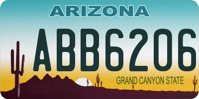 AZ license plate ABB6206