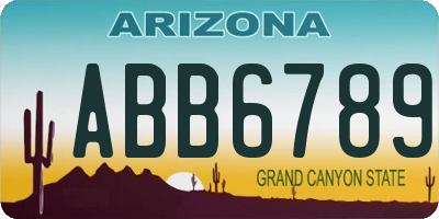 AZ license plate ABB6789
