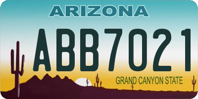 AZ license plate ABB7021