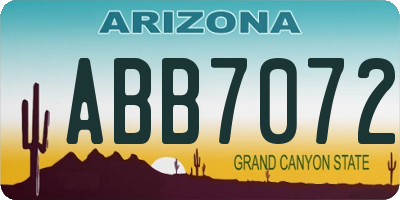 AZ license plate ABB7072