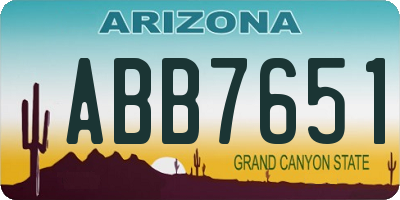 AZ license plate ABB7651