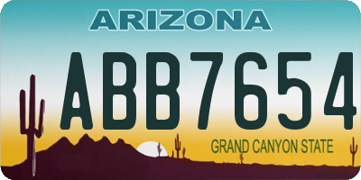AZ license plate ABB7654