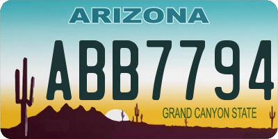 AZ license plate ABB7794