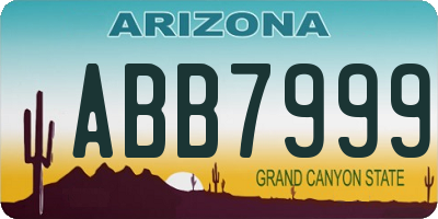 AZ license plate ABB7999