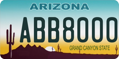 AZ license plate ABB8000