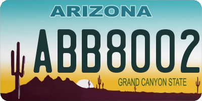 AZ license plate ABB8002
