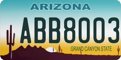 AZ license plate ABB8003