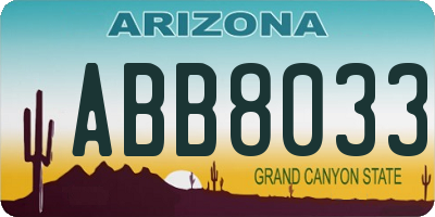 AZ license plate ABB8033