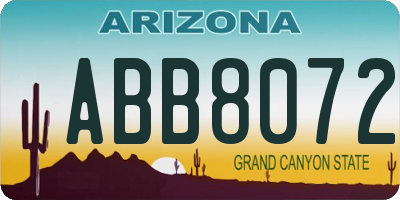 AZ license plate ABB8072
