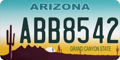 AZ license plate ABB8542