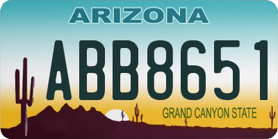AZ license plate ABB8651