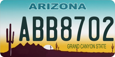 AZ license plate ABB8702