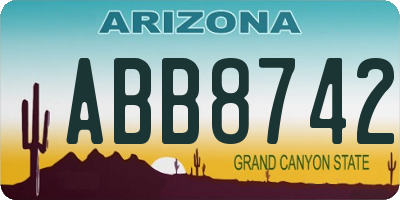 AZ license plate ABB8742